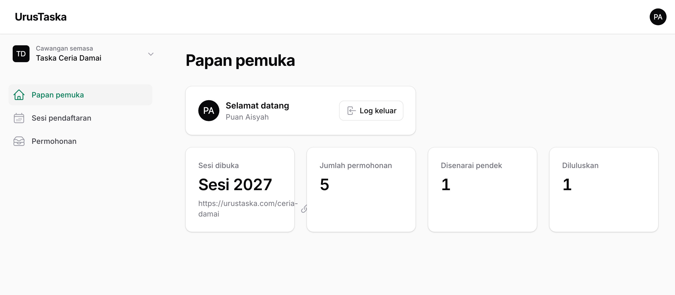 Tangkapan skrin: Kongsi pautan